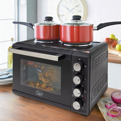 Quest 35379 26L Mini Oven & Rotisserie Grill With Additional Twin Hotplates