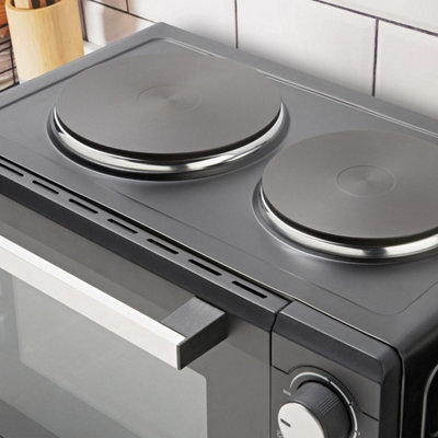 Quest 35379 26L Mini Oven & Rotisserie Grill With Additional Twin Hotplates