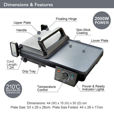 Quest 37229 2 in 1 Grill & Griddle 2000W