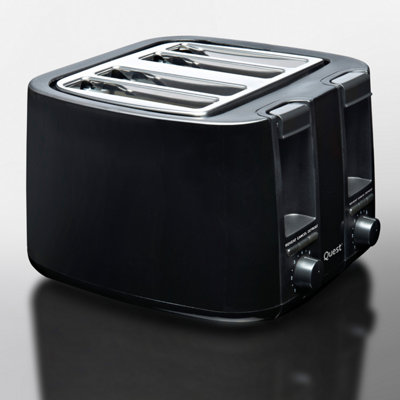 Quest 4 Slice Toaster with Wide Slots - Black