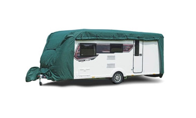 Quest Caravan Cover Max, Medium 420cm to 510cm, UV Resistant, Multi-Strap Secure Fit, Green