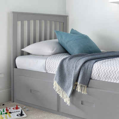 Quest Grey Wooden 3 Drawer Bed And Memory Foam Mattress