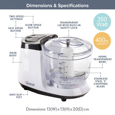 Quest Mini Food Processor / Electric Fruit & Vegetable Chopper