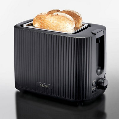 Quest Modern Grooved 2 Slice Toaster - Black