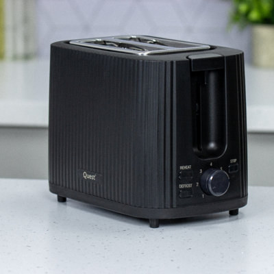 Quest Modern Grooved 2 Slice Toaster - Black