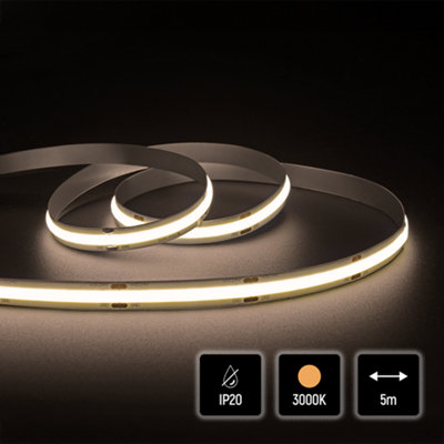 Quik Strip 15W/m COB LED Strip, 24V IP20 3000K, 528LEDS/m, 1425Lm/m, 10mm PCB, 5m