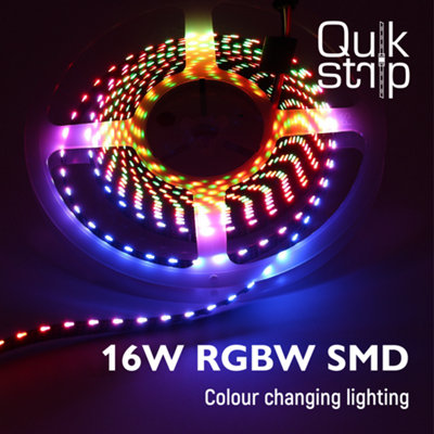 Quik Strip 16W/m SMD LED Strip, 24V IP65 RGBW (2700K), 60LEDS/m, 300Lm/m, 12mm PCB, 5m
