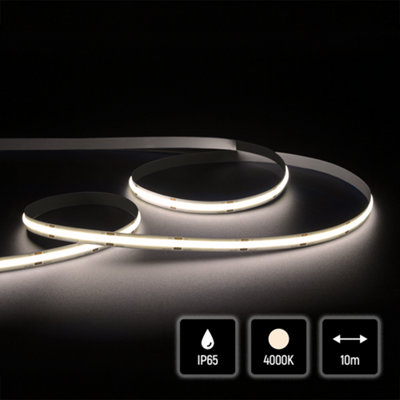 Quik Strip 5W/m COB LED Strip, 24V IP65 4000K, 480LEDS/m, 480Lm/m, 8mm PCB, 10m