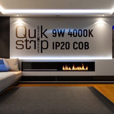 Quik Strip 9W/m COB LED Strip, 24V IP20 4000K, 480LEDS/m, 837Lm/m, 8mm ...
