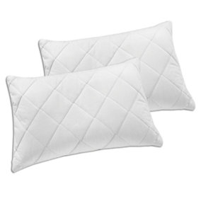 Quilted Pillow Pair Soft Microfibre Cover Hollowfibre Filling Non Allergenic