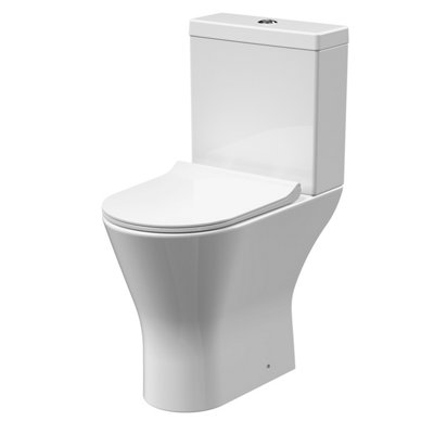 Quinn Comfort Height Rimless Toilet Pan, Cistern & Soft Close Seat - 845mm x 380mm x 605mm - Balterley