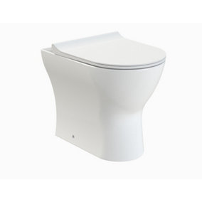 Quinn Rimless Back to Wall Toilet Pan & Soft Close Sandwich Seat - 415mm x 365mm x 500mm - Balterley