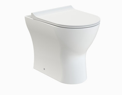 Quinn Rimless Back to Wall Toilet Pan & Soft Close Sandwich Seat (Cistern Not Included) - 415mm x 365mm x 500mm - Balterley