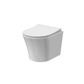 Quinn Rimless Wall Hung Toilet Pan & Soft Close Sandwich Seat (Cistern Not Included) - 363mm x 365mm x 475mm - Balterley