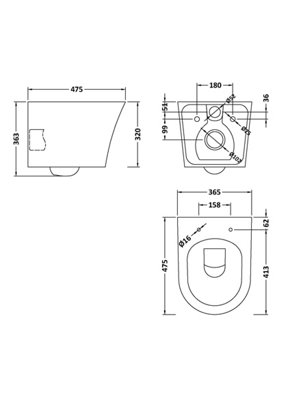 Quinn Round Wall Hung Toilet Pan, Soft Close Seat & Concealed Cistern with Round Push Button Plate, 325mm  - Balterley