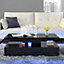 Quinton Glass Top High Gloss Coffee Table In Black With LED
