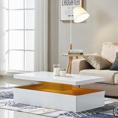 High gloss white coffee deals table with led lighting