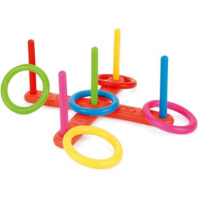 Quoits Set, Plastic Ring Toss Game for Kids, Outdoor Games Set for Kids and Adults