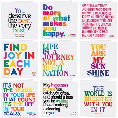Quotable Happy Quotes Greetings Cards 9 Multipack Assorted