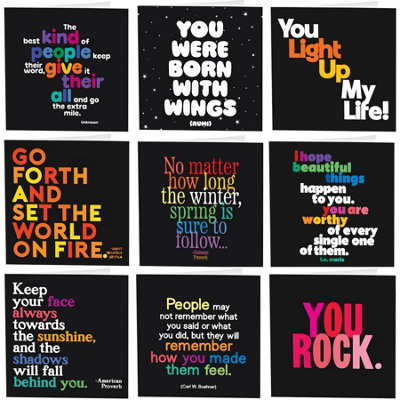 Quotable Inspirational Quote Greetings Cards 9 Multipack Assorted