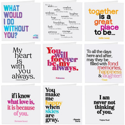 Quotable Love Quotes Greetings Cards 9 Multipack Assorted