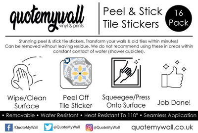QuoteMyWall Black & Beige Tile Stickers Pack Peel & Stick Tile Decals ...
