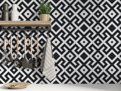 QuoteMyWall Black & White Abstract Pattern Tile Stickers Peel & Stick Tile Decals For Kitchen & Bathroom (16 Pack) Price Comparisons | Compare The Build