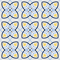 QuoteMyWall Blue & Yellow Abstract Pattern Tile Stickers Peel & Stick Tile Decals For Kitchen & Bathroom (16 Pack)