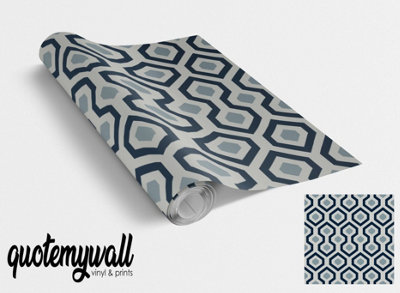 QuoteMyWall Dark Blue/Light Blue Abstract Vinyl Wrap For Furniture & Kitchen Worktops