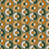 QuoteMyWall Geometric Orange & Green Semi Circles Self Adhesive Vinyl For Furniture & Kitchen Worktops