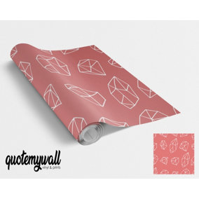 QuoteMyWall Geometric Red & White Furniture/Window Vinyl Wrap For Furniture & Kitchen Worktops