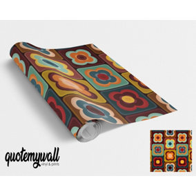 QuoteMyWall Groovy Retro Vinyl Window/Furniture Wrap For Furniture & Kitchen Worktops