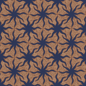 QuoteMyWall Navy & Gold Sun Bursts Self Adhesive Vinyl For Furniture & Kitchen Worktops