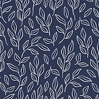 QuoteMyWall Navy White Hand Drawn Leaves Pattern Furniture Vinyl Wrap & Kitchen Worktops