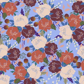 QuoteMyWall Pastel Blue Spring Floral Blooms Self Adhesive Vinyl For Furniture & Kitchen Worktops