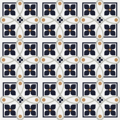 QuoteMyWall Square Floral Pattern Tile Wrap For Furniture & Kitchen Worktops