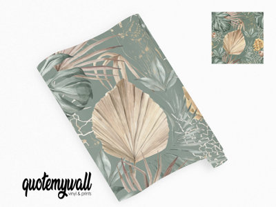 QuoteMyWall Tropical Palm Spear Leaves Self Adhesive Vinyl For Furniture & kitchen Worktops