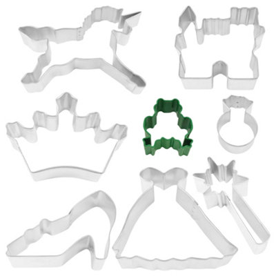 R&M Little Princess Cookie Cutter Set (Pack of 8) Silver/Green (One Size)