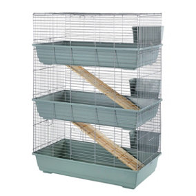 Rabbit 100 Triple Cage Indoor for Rabbits & Guinea Pigs Beige