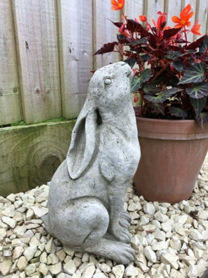 Rabbit Gazing Hare Stone Statue Outdoor British Made Bunny Rabbit Garden Ornament