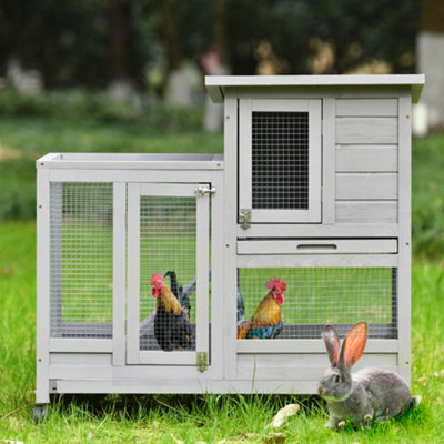 Rabbit Hutch Indoor Upgraded Wooden Bunny Cage Guinea Pig House Rabbit Cage Removable No Leak Trays