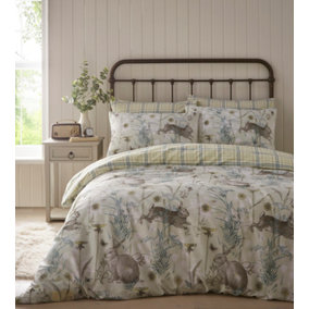 Rabbit Meadow Sage Double Duvet Cover and Pillowcases