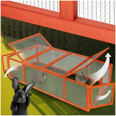 Rabbit Run Mandy - wooden, with 2 roof openings, 2 doors, 181 x 90 x 48 ...