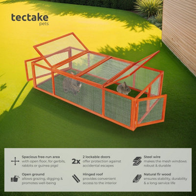 Rabbit Run Mandy - wooden, with 2 roof openings, 2 doors, 181 x 90 x 48 ...
