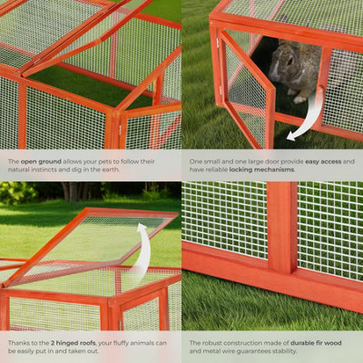 Rabbit Run Mandy - wooden, with 2 roof openings, 2 doors, 181 x 90 x 48 ...
