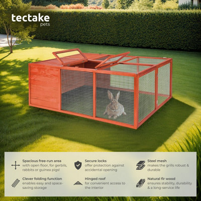 Rabbit Run Murphy - wooden, with covered section, roof opening, 159 x ...
