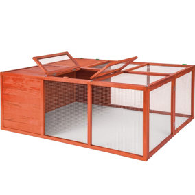 Rabbit run with covered section - brown