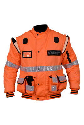RAC3 Mens 2 in 1 Security Doorman Jacket Vest with Removable Sleeves, Available in 3 Colors, Sizes Small to 5XL (Orange 3XL)