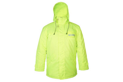 RAC3 Security Parka Jacket with Hood for Men, Water-Resistant, Windproof Design, "SECURITY" Print, Sizes S to 4XL (Yellow XL)