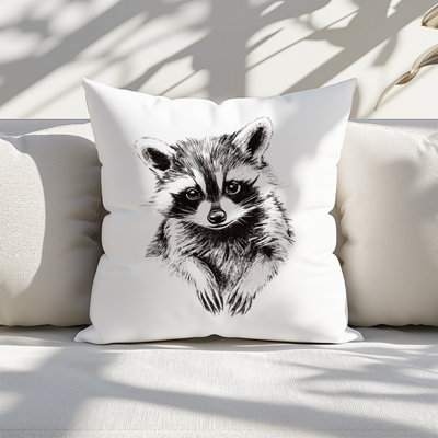 Raccoon Printed Faux Suede Cushion 30cm x 30cm